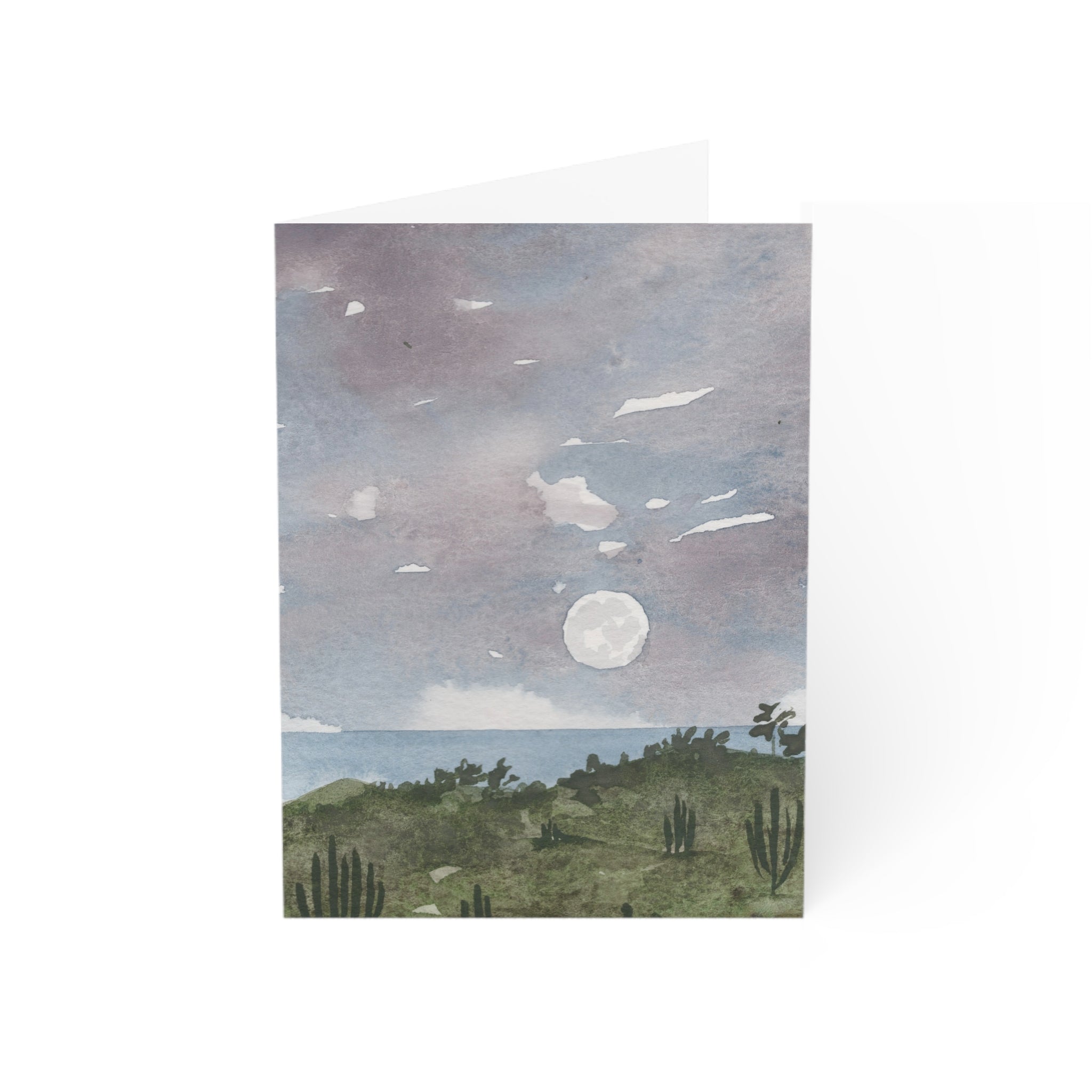 Wholesale Cacti Under a Full Moon - Art Greeting Card