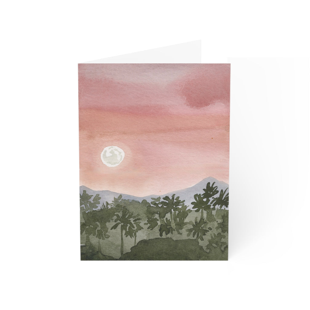 Pink Palm Moon - Art Greeting Card