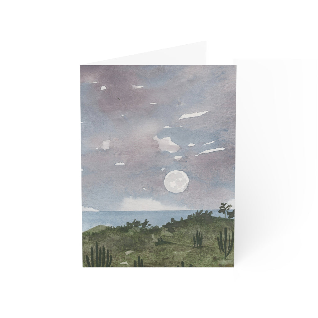 Cacti Under a Full Moon - Art Greeting Card