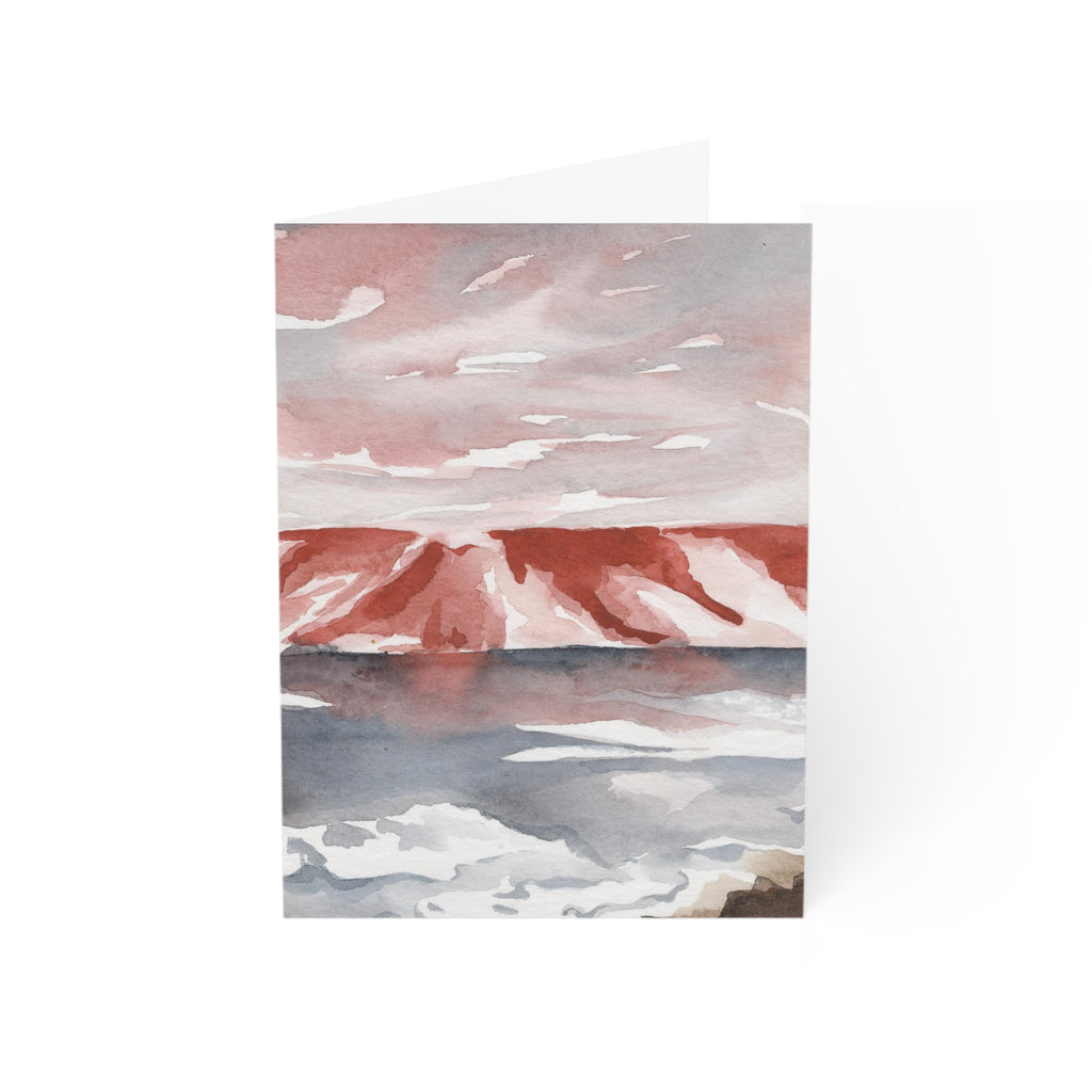 Red Ocean Sunset - Art Greeting Card