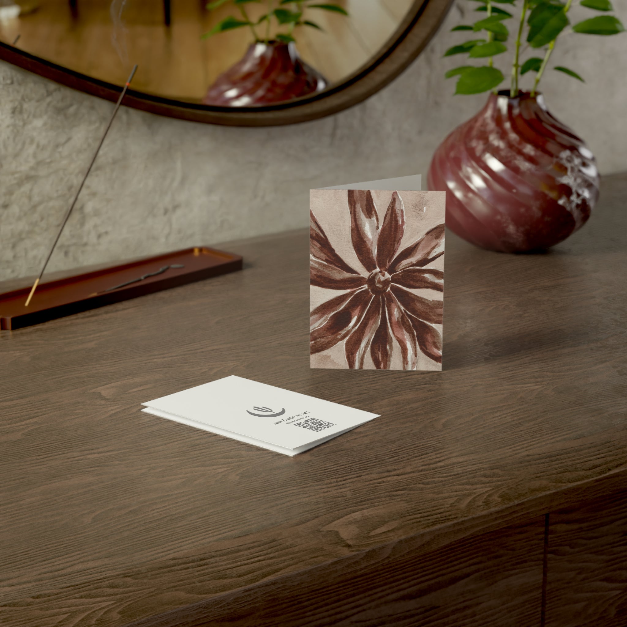Wholesale Red Dried Flower - Art Greeting Card