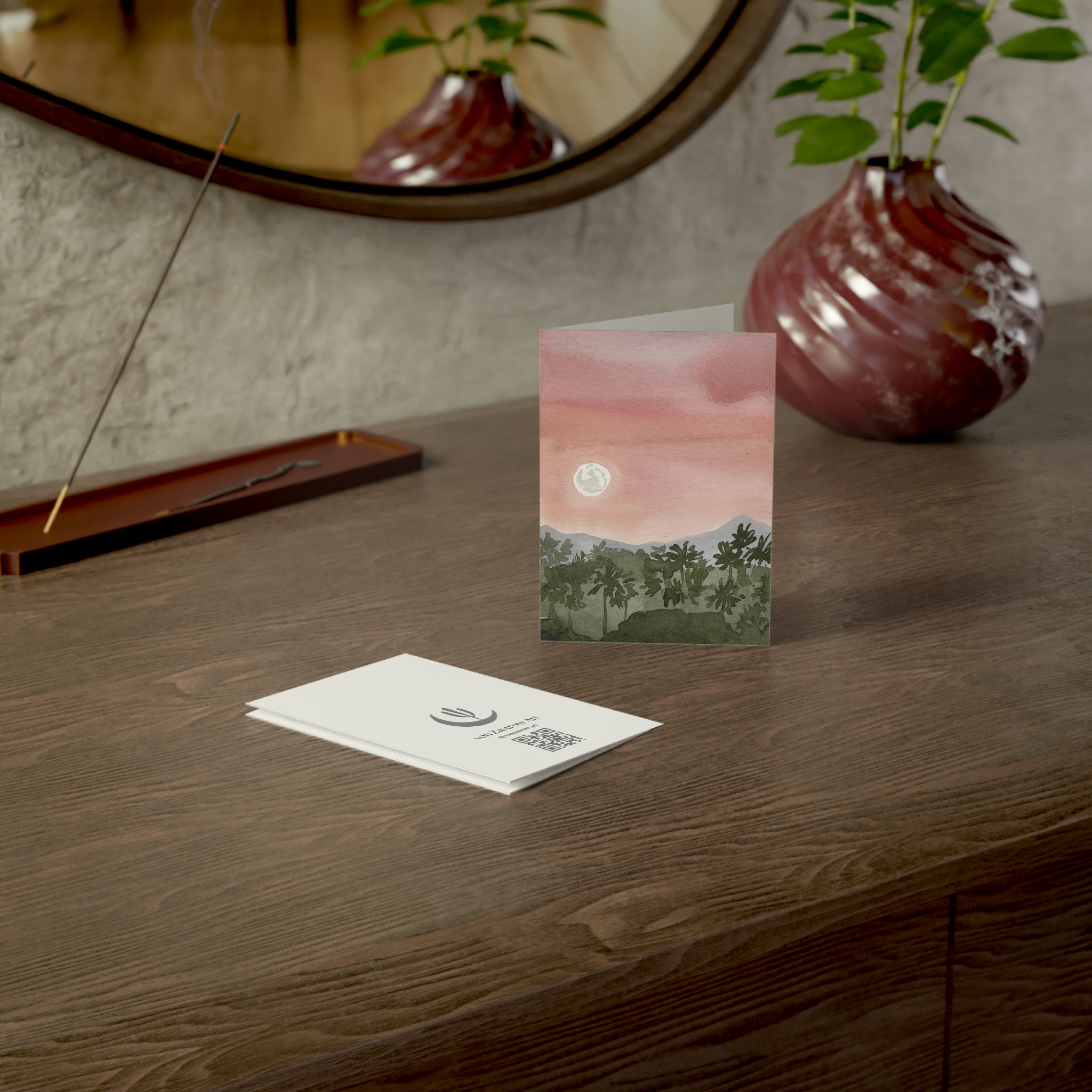 Wholesale Pink Palm Moon - Art Greeting Card