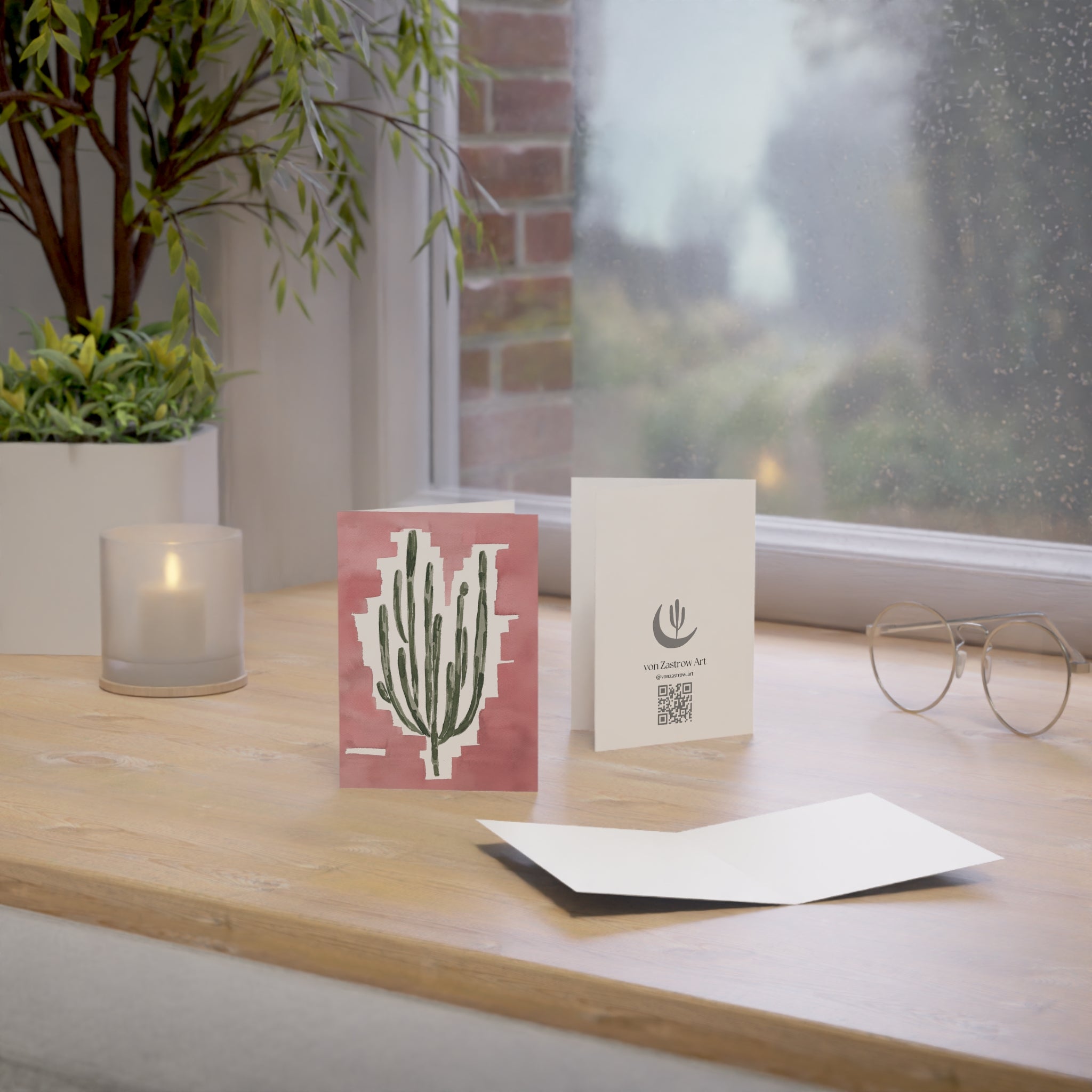 Pink Cardon Cactus - Art Greeting Card