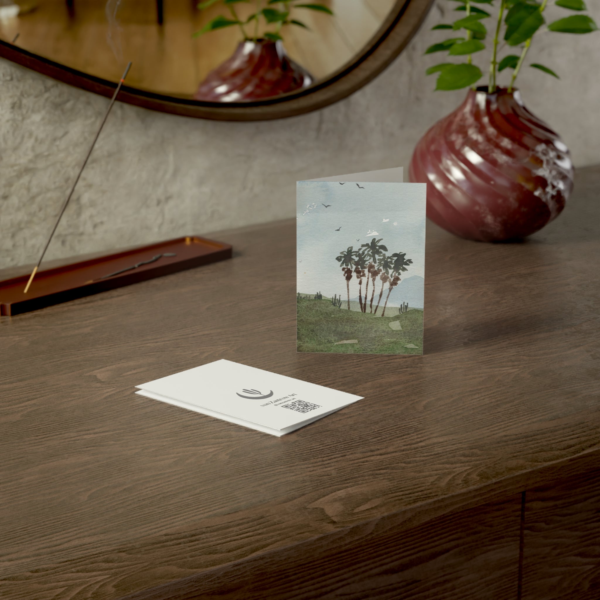 Palms and Birds - Art Greeting Card