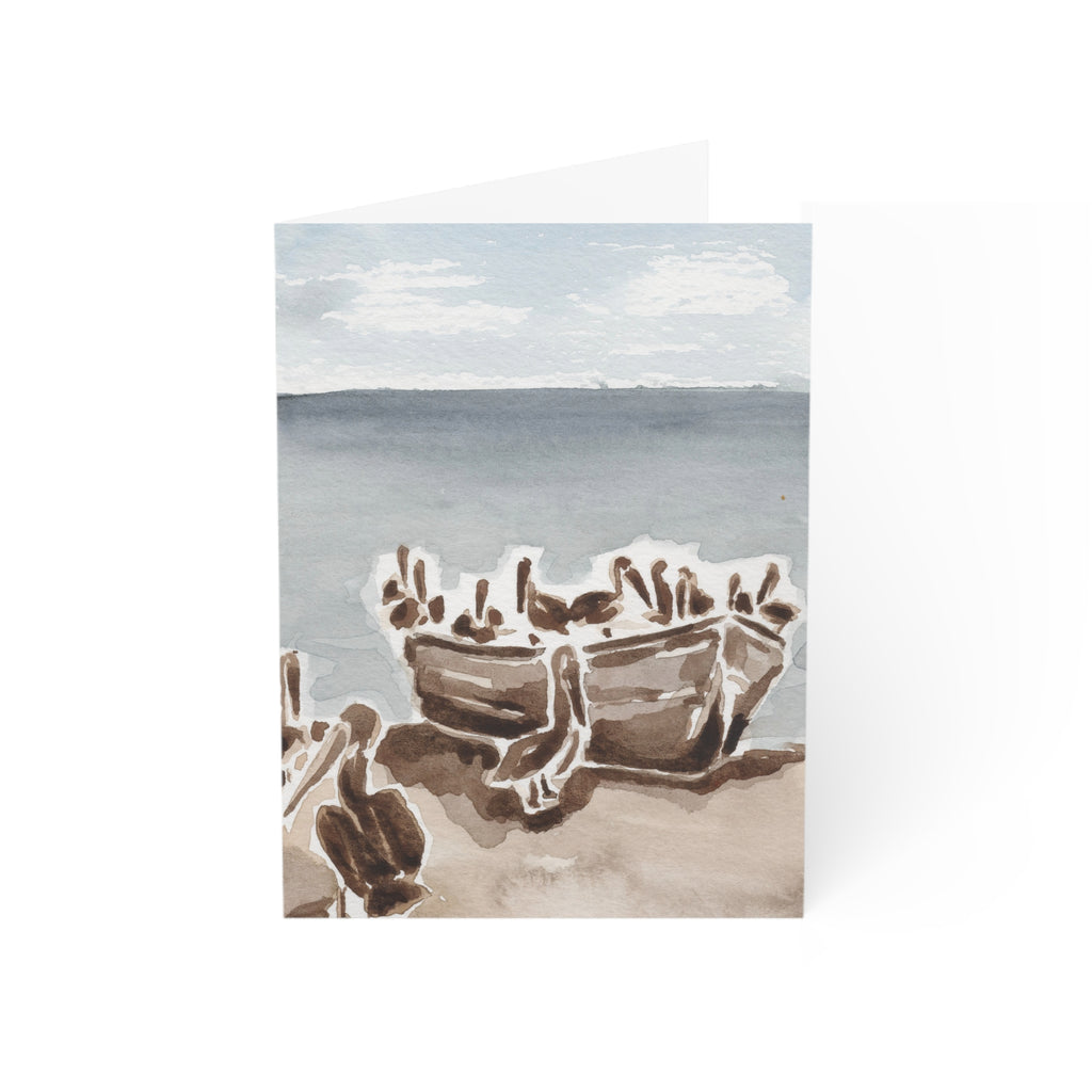 Pelicans in a Boat - Art Greeting Card