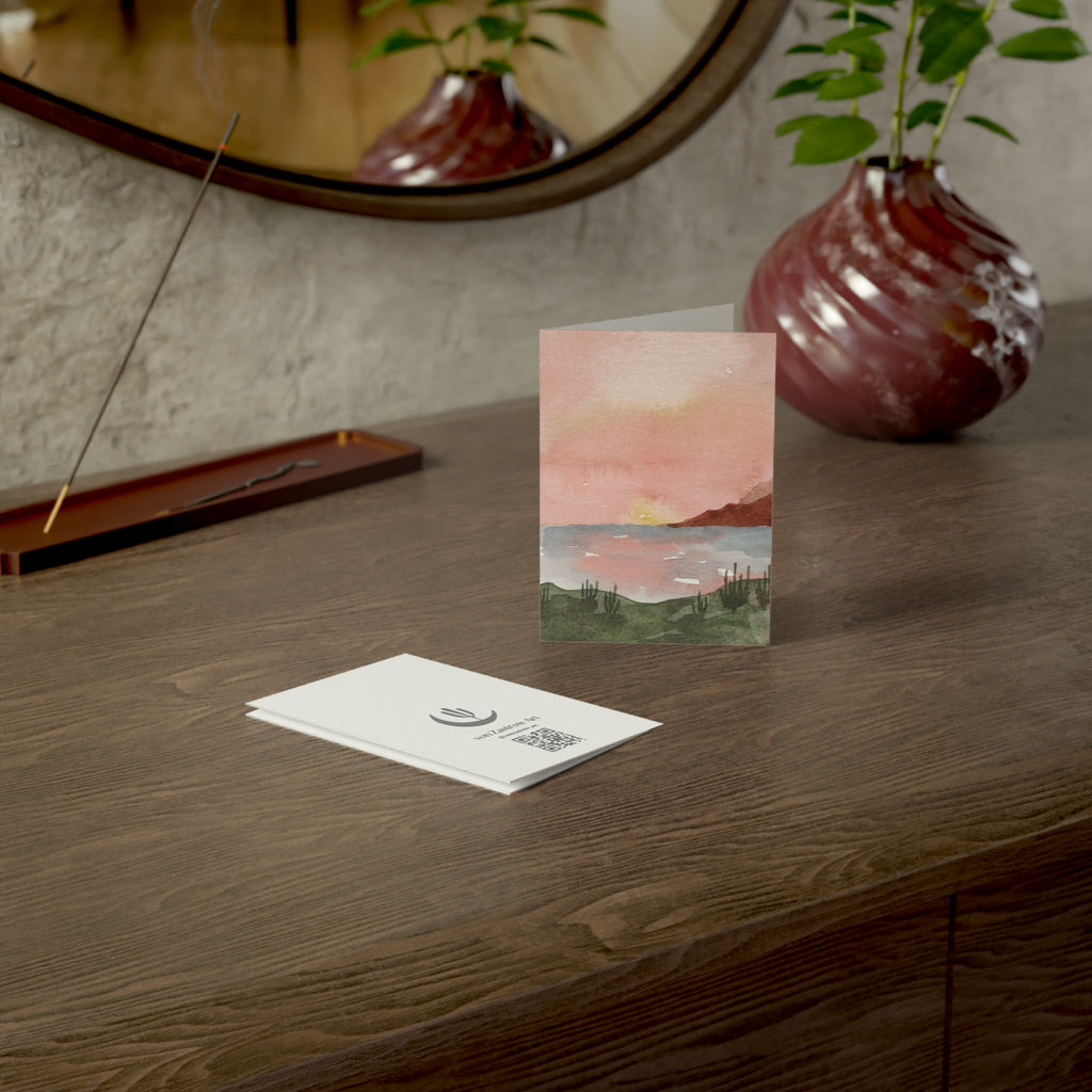 Wholesale Pink Ocean Sunset - Art Greeting Card