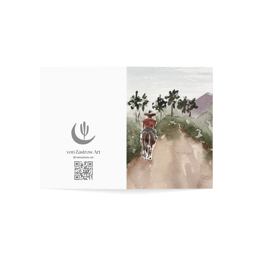 Cowboy on his Horse - Art Greeting Card