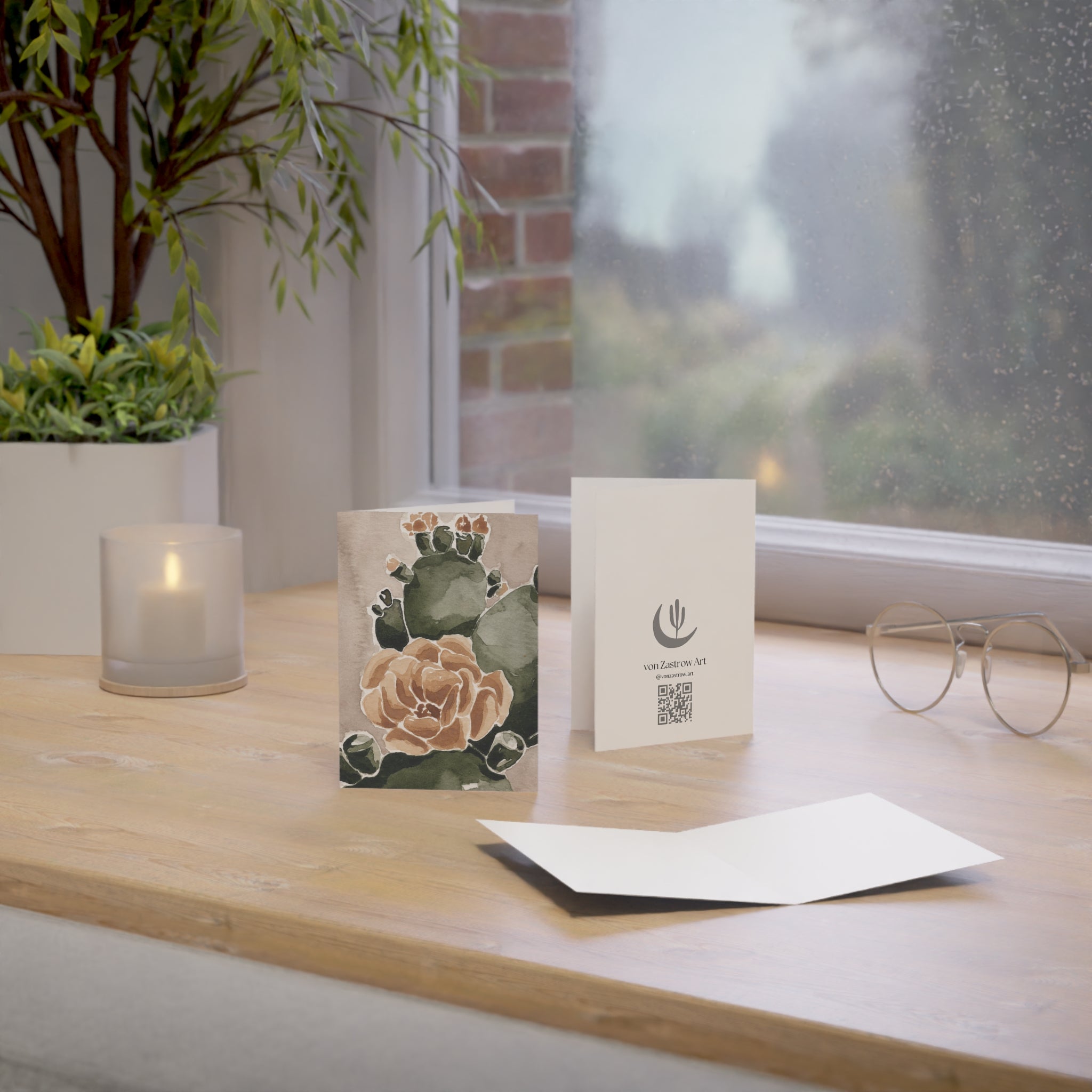 Flowering Cactus - Art Greeting Card