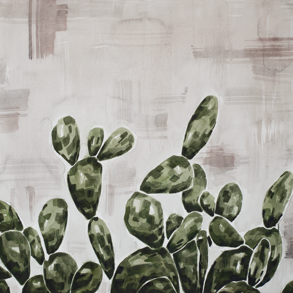 Nopal Cactus Watercolor | Original Watercolor Painting
