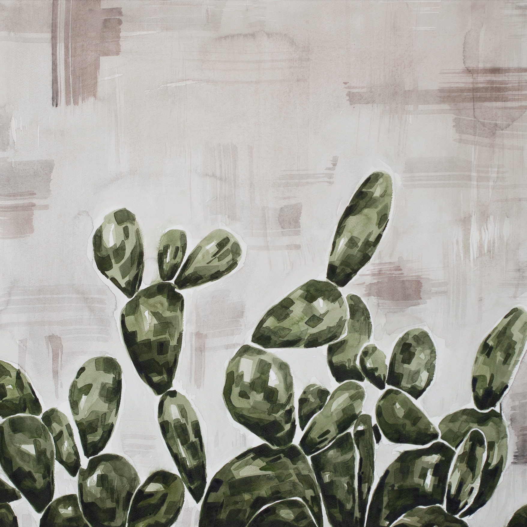 Nopal Cactus Watercolor | Original Watercolor Painting