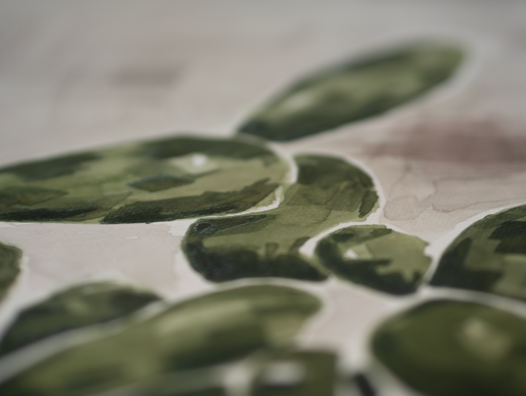 Nopal Cactus Watercolor | Original Watercolor Painting