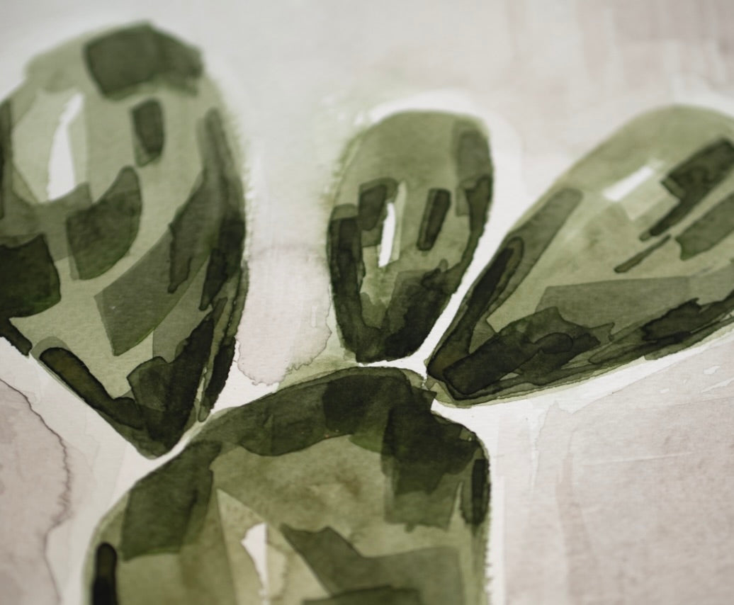 Nopal Cactus Watercolor | Original Watercolor Painting